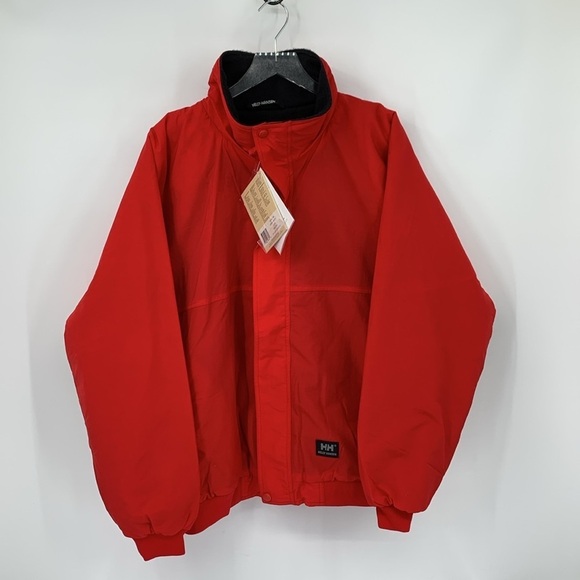 Helly Hansen Storm Jacket coat fleece lined zipper True red men nylon new Large - Picture 1 of 5